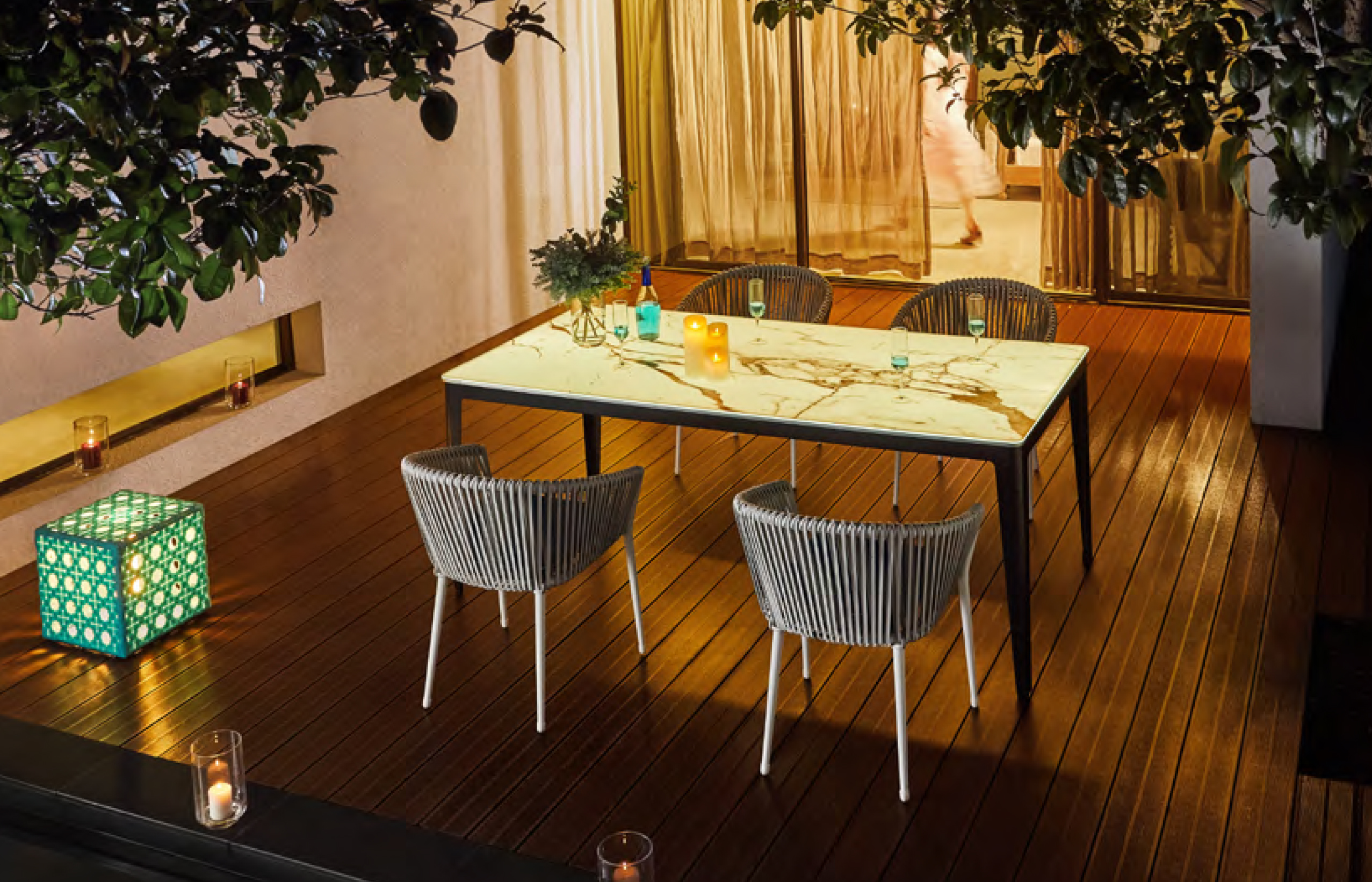 Protege Casual Outdoor Patio Furniture Venus Led Dining Table Set